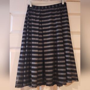 Bcnu black and silver striped stretchy midi skirt S